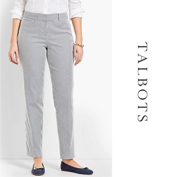 Talbots Pant Trouser Curvy Stripe Train Engineer Curvy Classic Traditional White - Picture 10 of 10